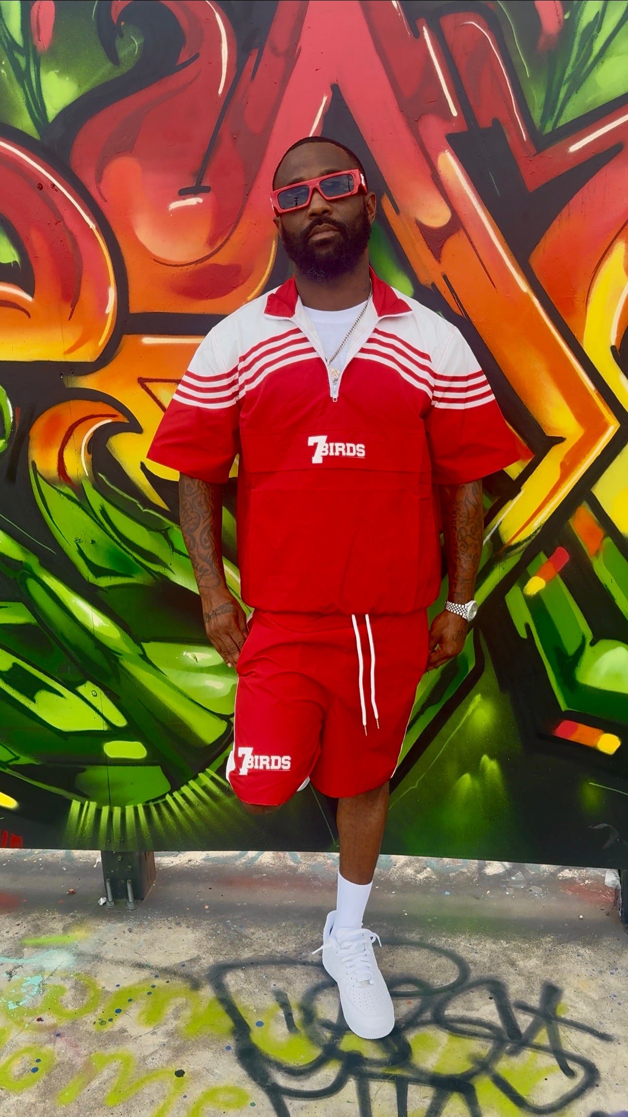 7B Red Short Tracksuit